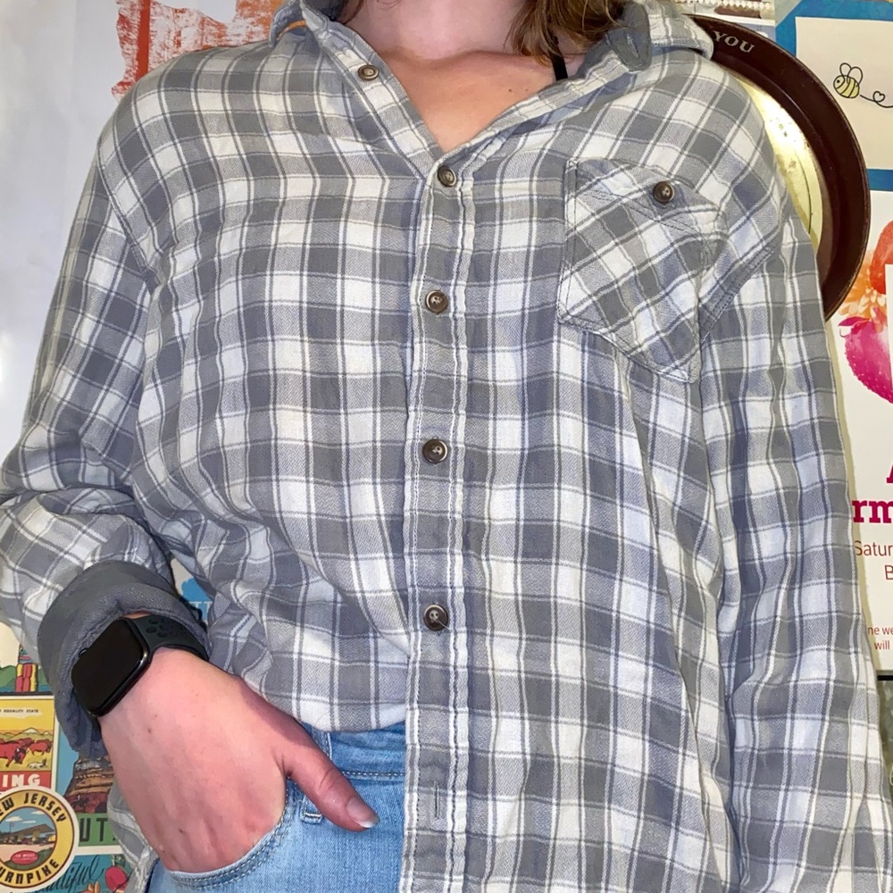 Gray Flannel Button Down Shirt